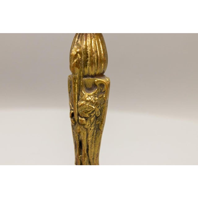 French Art Deco Bronze Candlesticks with Marabou Storks, 1930s, Set of 2 For Sale - Image 3 of 18