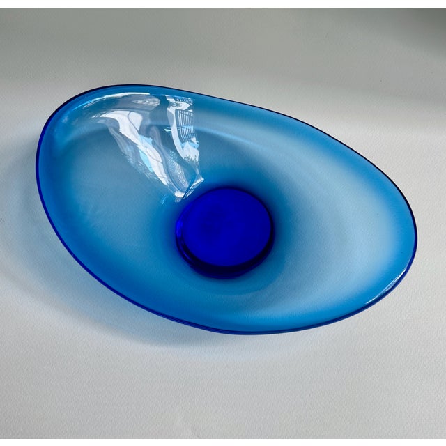 Vintage Blue Selandia Bowl Attributed to Per Lütken for Holmegaard For Sale - Image 10 of 16