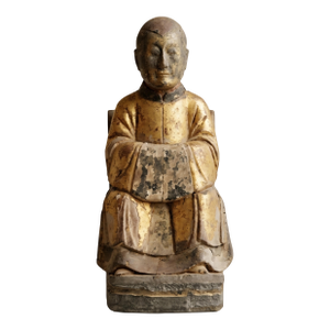 Antique Chinese Giltwood Ancestral Scholar Figure
