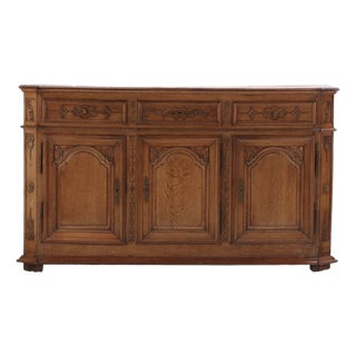 Mammoth 18th Century Oak Buffet- Beautiful Carved Details For Sale