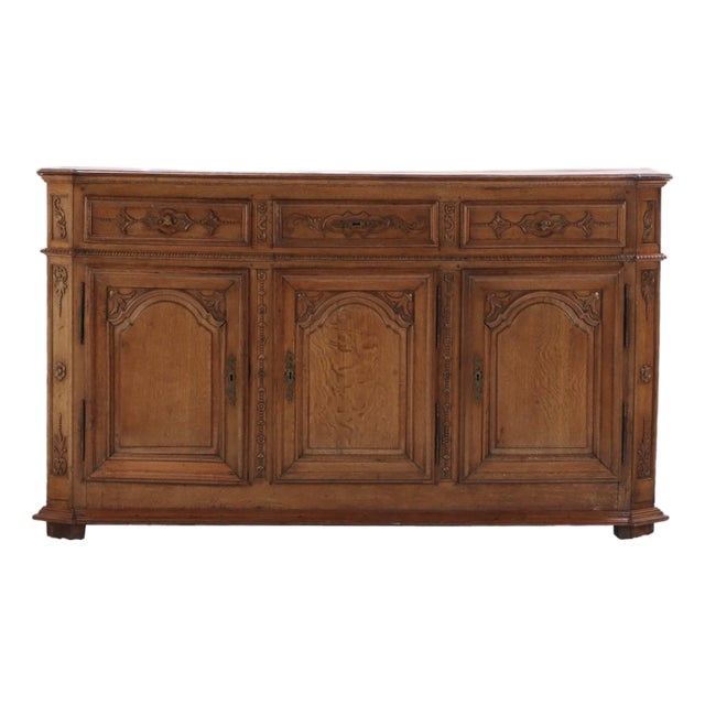 Mammoth 18th Century Oak Buffet- Beautiful Carved Details For Sale