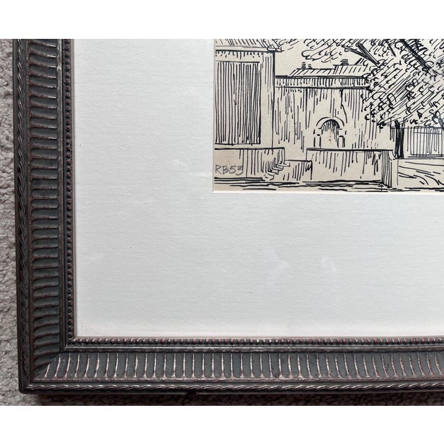 Realism Custom Framed Ink Sketch-France, 1953-Signed For Sale - Image 3 of 5