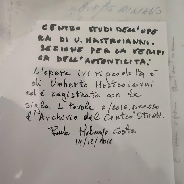 After Umberto Mastroianni, Composition, 1993, Oil Painting on Cardboard, Framed For Sale - Image 11 of 12