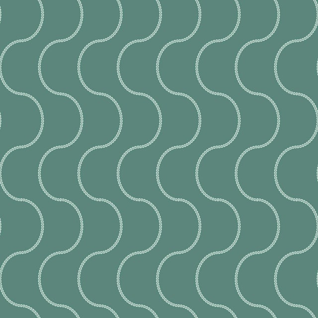 Art Deco Moire Lace Wallpaper by Paule Marrot in Dark Seafoam For Sale - Image 3 of 3