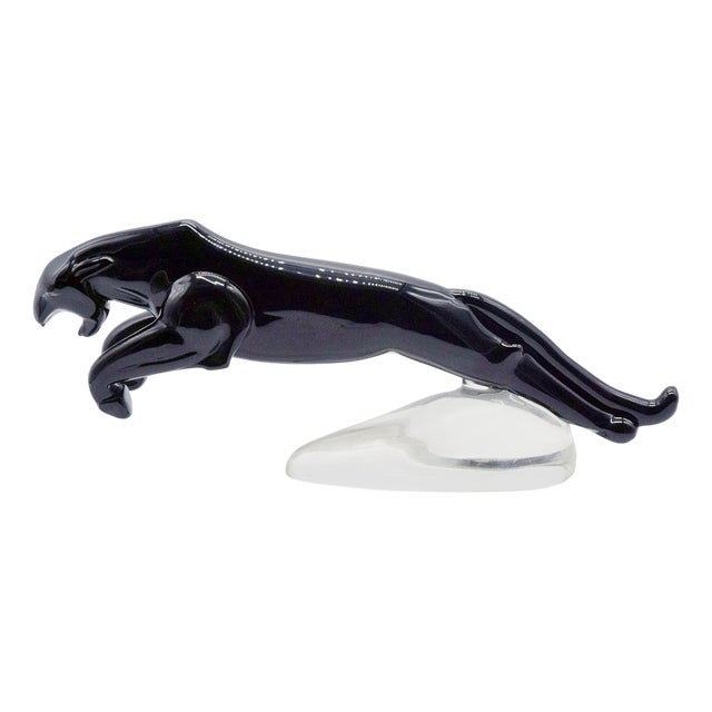 Large Art Deco Sculpture of a Panther in Murano Glass, 1940s For Sale