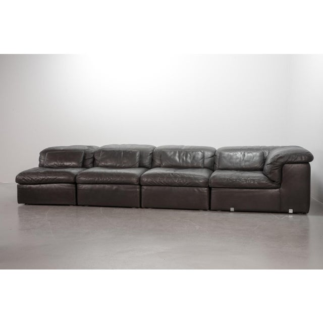 Modular Jeep Sofa in Grey Leather, 1970s, Set of 4 For Sale - Image 11 of 18