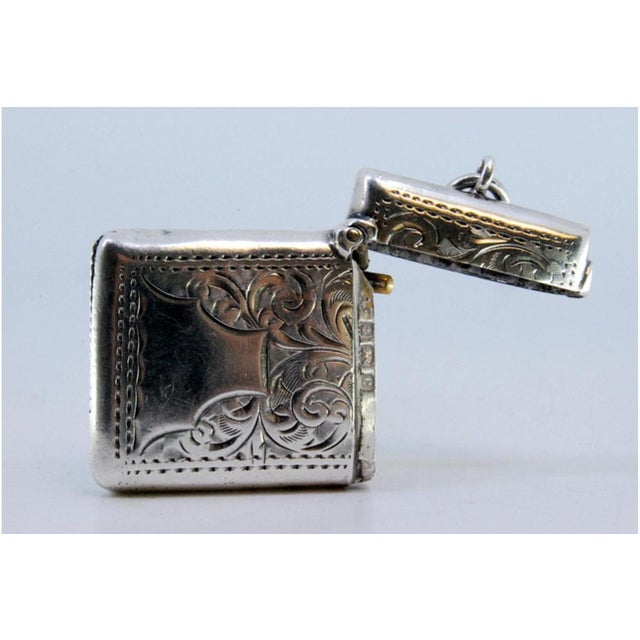 Silver Matchbox with Engraved Plant Motifs and Monogram Card For Sale - Image 6 of 8