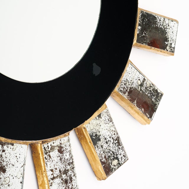 Glass Covered Vintage Sunburst Mirror For Sale In Austin - Image 6 of 9