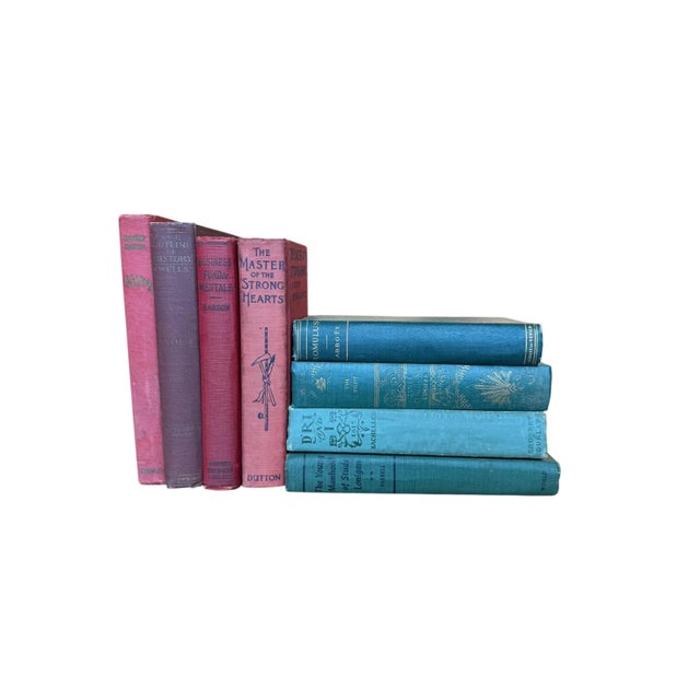 Grouping of five hardback books with green covers. The vintage books range in size from 9 1/2” x 6 1/2” to 7 1/2” x 5”....