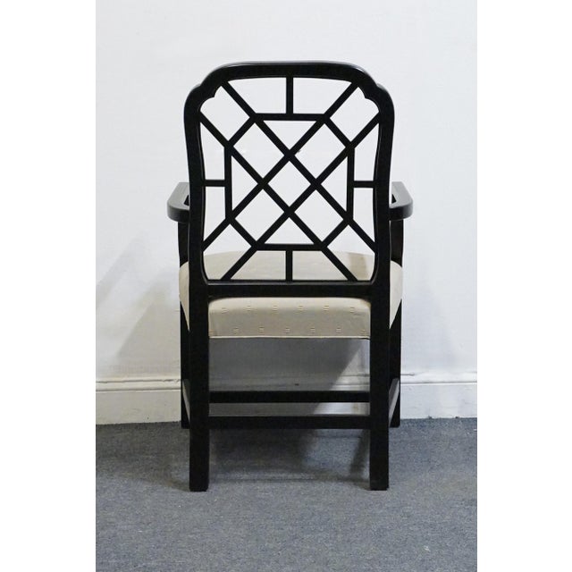 Kindel Furniture Black & Gold Chinese Chippendale Style Lattice Back Dining Arm Chair For Sale In Kansas City - Image 6 of 10