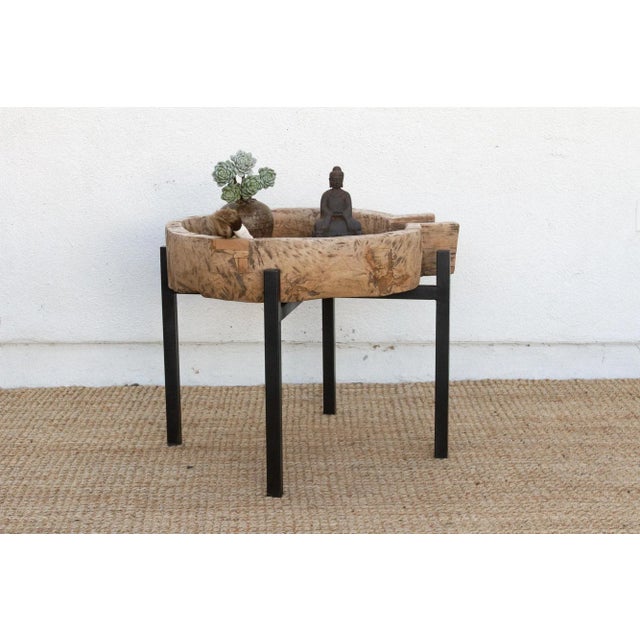 This exceptional end table is a powerful piece that is both a historical artifact and a modern sculpture. The massive,...