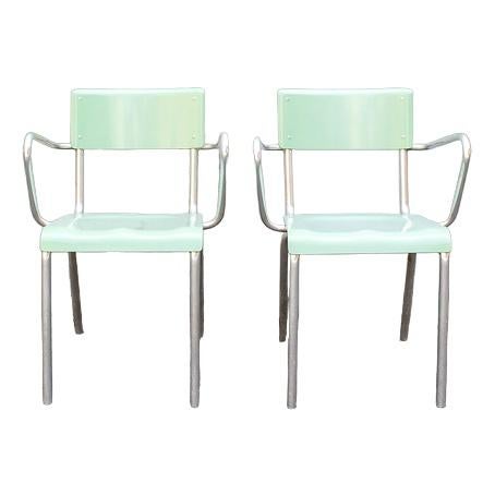 Metal Set of Vintage Italian Armchairs in Formica, 1950s For Sale - Image 7 of 7