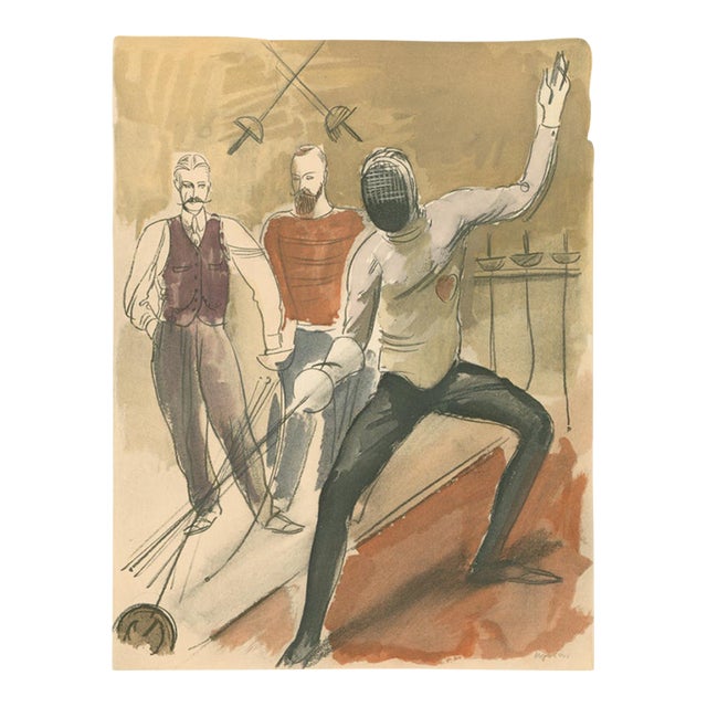 Milivoj Uzelac – Fencing – Original Art Deco Pochoir Sporting Print, 1932 For Sale