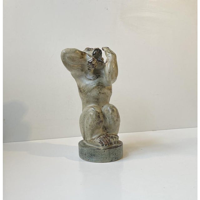 Royal Copenhagen Roaring Monkey in Glazed Stoneware by Knud Kyhn for Royal Copenhagen, 1950s For Sale - Image 4 of 13