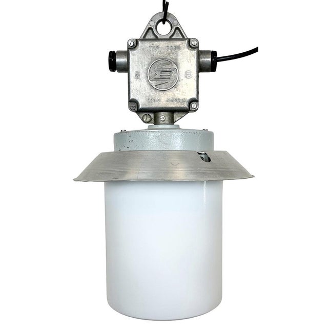 Industrial Aluminium Light with Milk Glass Cover from Elektrosvit, 1970s For Sale - Image 16 of 16
