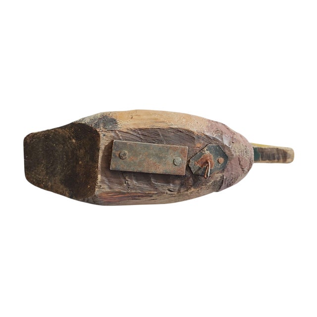 Wood Antique Folk Art Style Mallard Decoy For Sale - Image 7 of 7