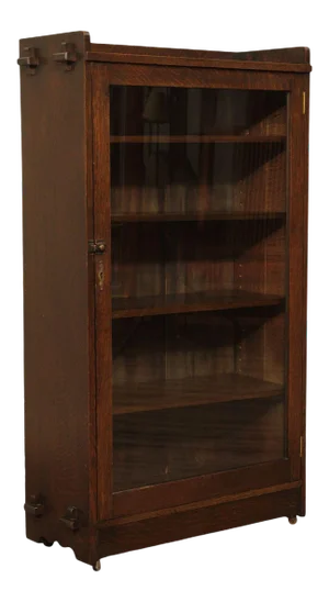 Antique Mission Oak Single Door Bookcase