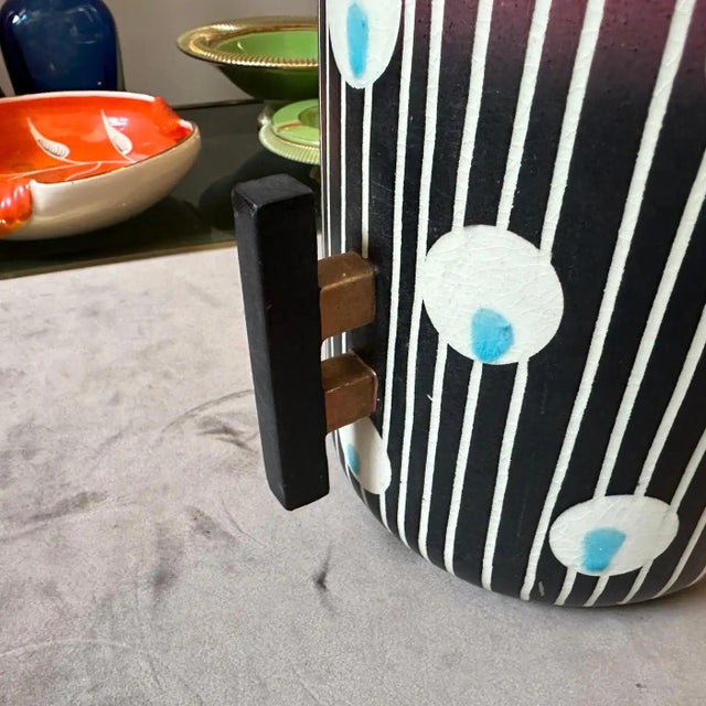 Burgundy 1960s Mid-Century Modern Hand-Painted Ceramic Italian Vase by Bellaria For Sale - Image 8 of 11