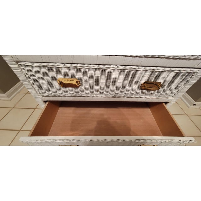 1980's Henry Link Style Coastal 6 - Drawer Wicker Dresser For Sale - Image 13 of 15