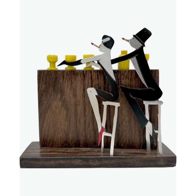 Wood 1930s Sudre Art Deco Cocktail Garnish Hors d'Oeuvres Set Unsigned Couple at Bar- 7 Pieces For Sale - Image 7 of 12
