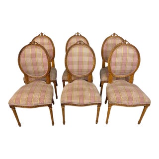 Vintage French Louie XVI Style Dining Chairs - Set of 6 For Sale