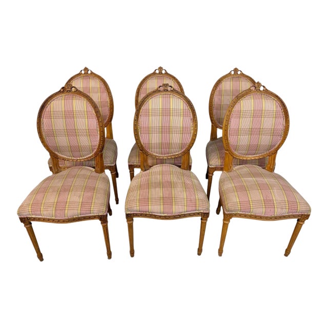 Vintage French Louie XVI Style Dining Chairs - Set of 6 For Sale