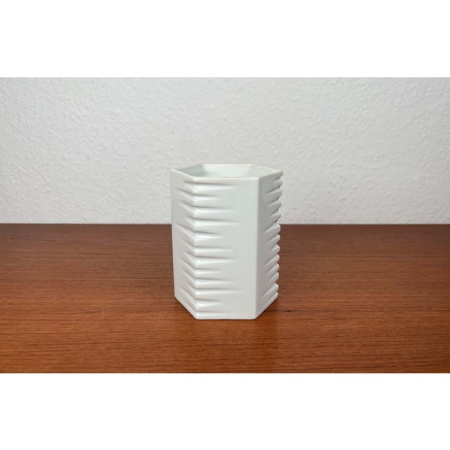 Vintage German White Porcelain Vase, 1980s For Sale - Image 9 of 12