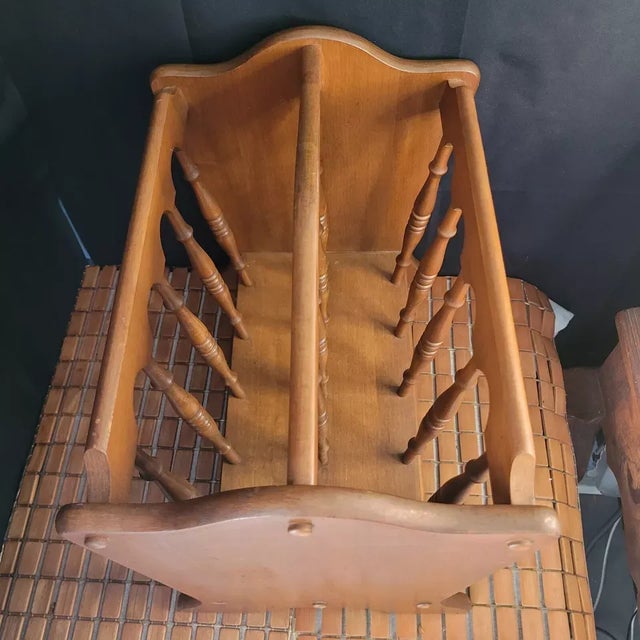 1980s 1980s Vintage Spindle Wood Magazine Record Rack For Sale - Image 5 of 5