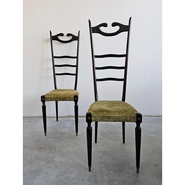 1950s Set of Mid-Century Modern High Backrest Chairs attributed to Paolo Buffa, 1950s For Sale - Image 5 of 13
