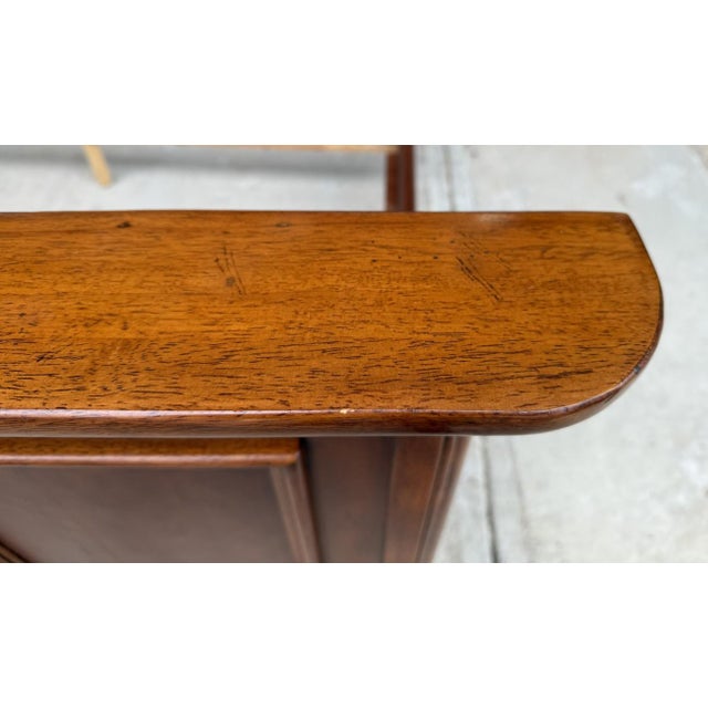 Cherry Finish Queen Size Paneled Bed Frame For Sale - Image 11 of 12