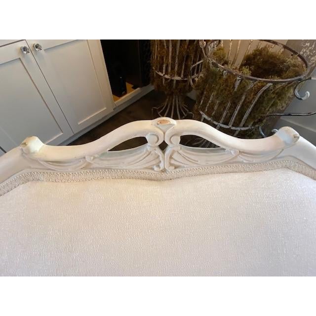 Wood Vintage White Sectional with Carved Wood Frame For Sale - Image 7 of 10