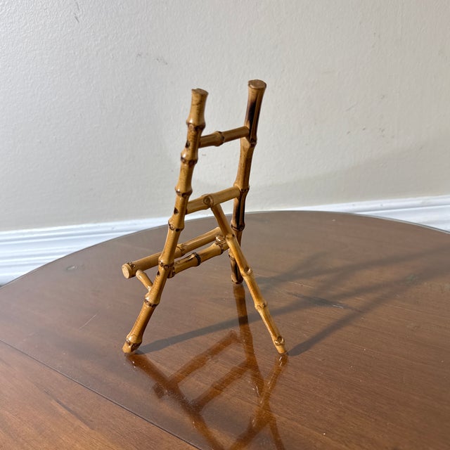 Wood Vintage Scorched Bamboo Table Easel For Sale - Image 7 of 7