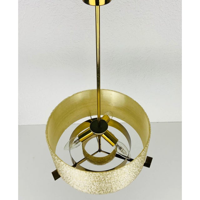 Metal Mid-Century Brass Chandelier from Kaiser, 1960s For Sale - Image 7 of 12
