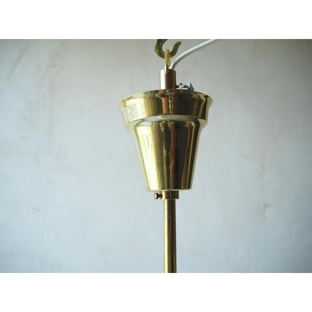 Metal Czech Art Deco Pendant with Opaline Glass Shade, 1930s For Sale - Image 7 of 13