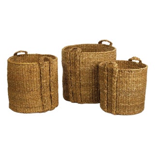 Seagrass Round Baskets Large, Set Of 3 For Sale