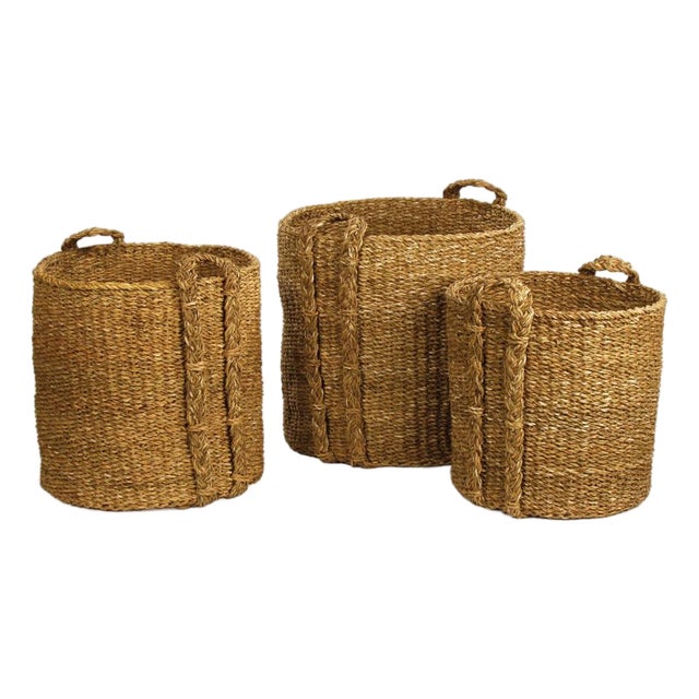 Seagrass Round Baskets Large, Set Of 3 For Sale