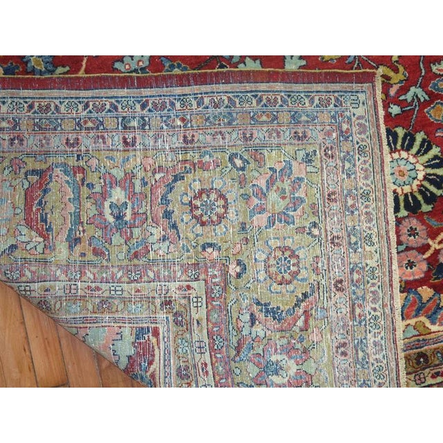 Red Antique Persian Tabriz Sarouk Carpet For Sale - Image 8 of 9