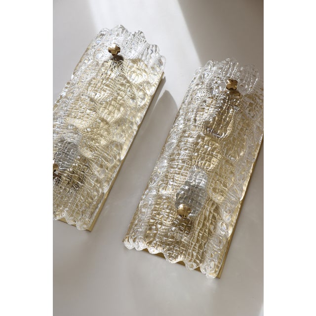 Glass and Brass Wall Lights by Carl Fagerlund for Orrefors, 1960, Set of 2 For Sale - Image 10 of 15