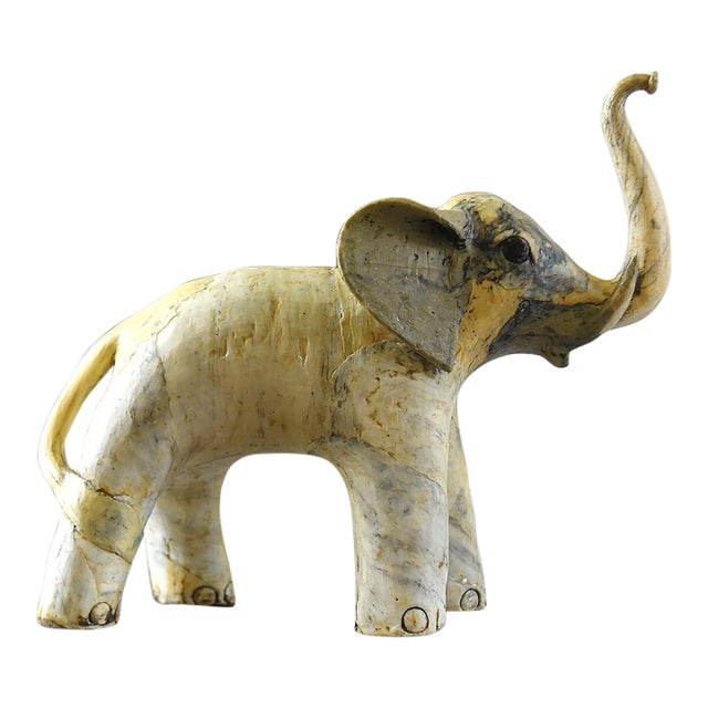 Crushed Oyster Shell Elephant Sculpture Figurine For Sale