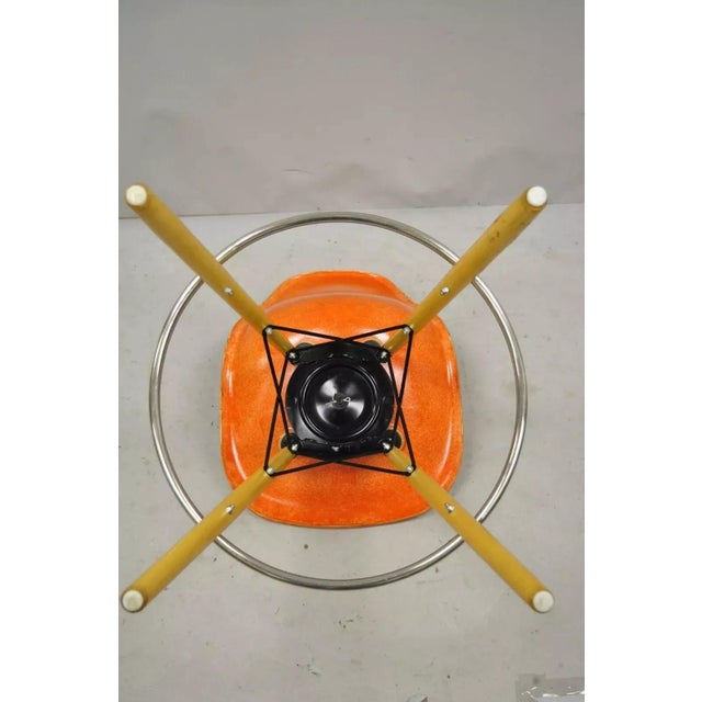 Modernica Orange Fiberglass Eames Style Shell Case Study Dowel Swivel Barstool For Sale - Image 10 of 11