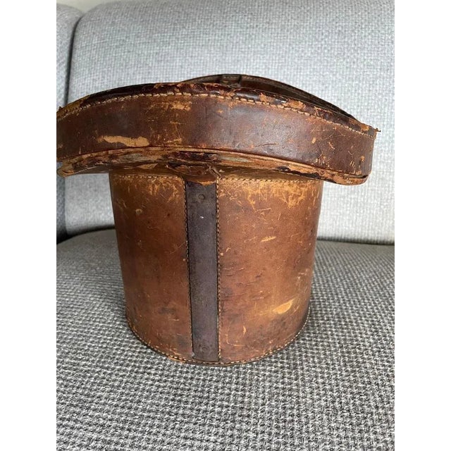 Brown Leather Hat Box For Sale - Image 4 of 10