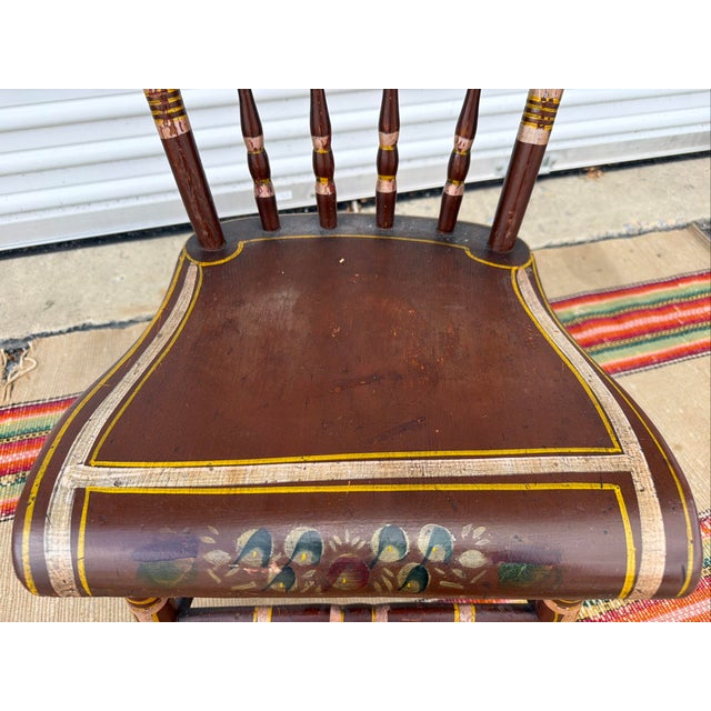 Antique Paint Decorated Pennsylvania Kitchen Windsor Side Chair For Sale - Image 4 of 17