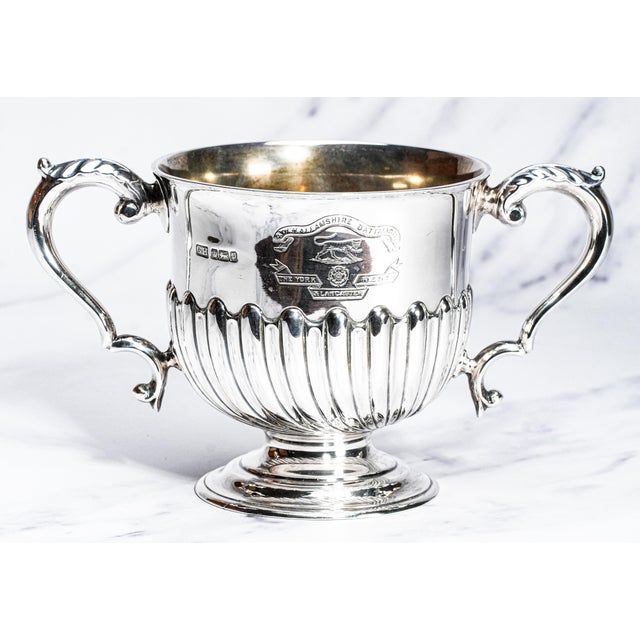 Silver Ornate Antique Sterling Silver English Shooting Trophy Cup Home Decor Militaria For Sale - Image 8 of 14