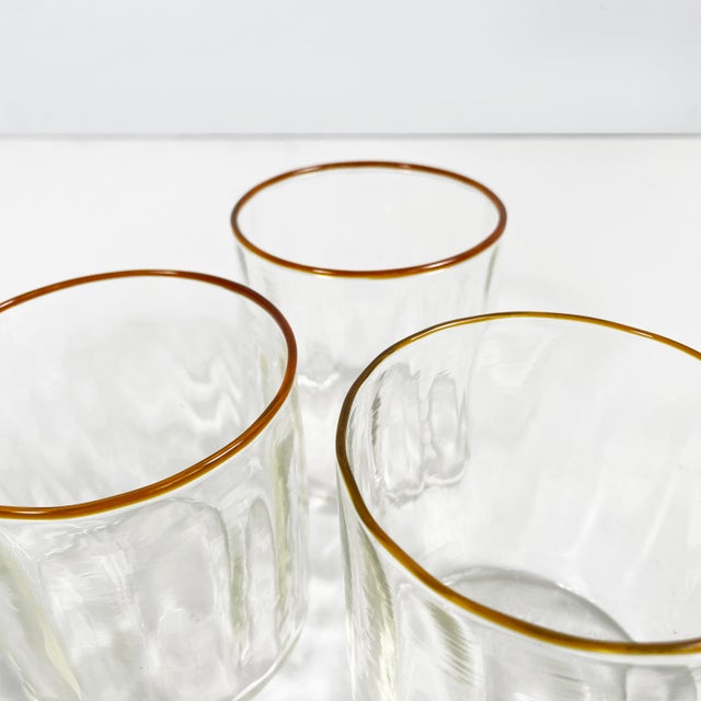 1990s Modern Italian Transparent and Yellow Glass Glasses attributed to Venini, 1990s, Set of 6 For Sale - Image 5 of 9
