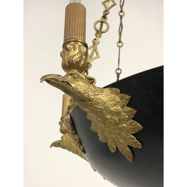 Swedish Black & Gilt Bronze Eagle Empire Chandelier, Early 1800's For Sale In San Francisco - Image 6 of 11