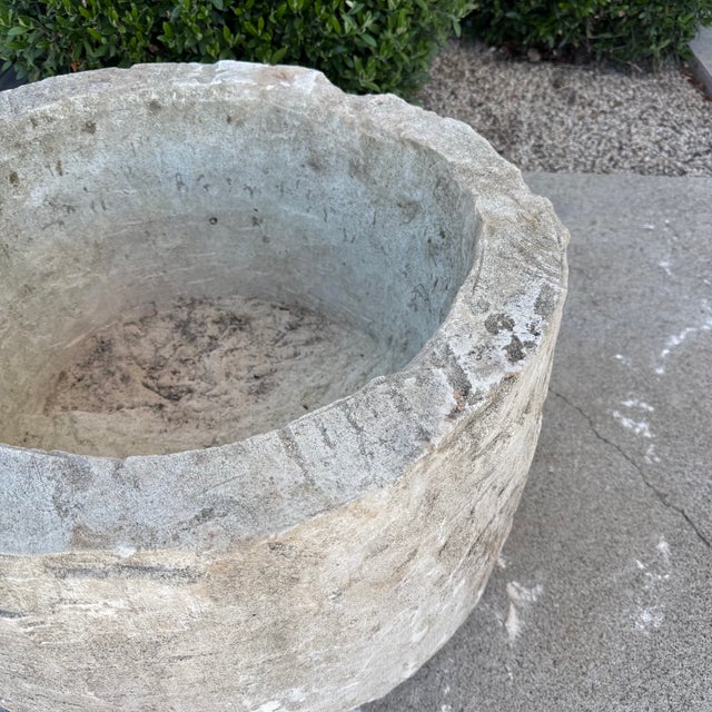 Early 20th Century Antique Limestone Trough 5726a 26"Dia For Sale - Image 5 of 9