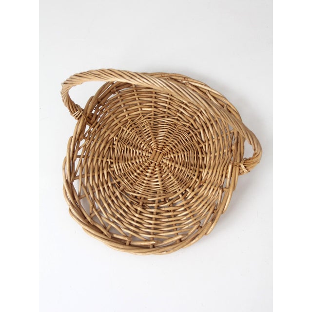 Brown Vintage Large Wicker Gathering Basket For Sale - Image 8 of 12