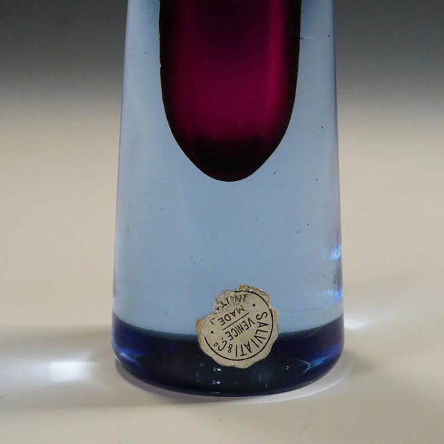 Mid-Century Modern Vintage Murano Sommerso Glass Vase by Salviati & Co. Ca. 1960 For Sale - Image 3 of 6