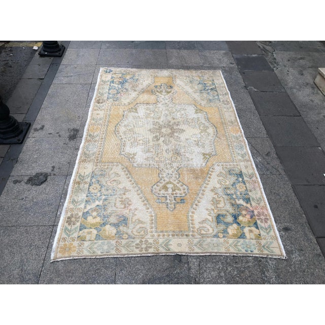 1960s Turkish Oushak Faded Tribal Rug For Sale - Image 11 of 11