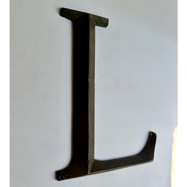 Antique Bronze Letter "L" Hanging Wall Signage For Sale - Image 10 of 15